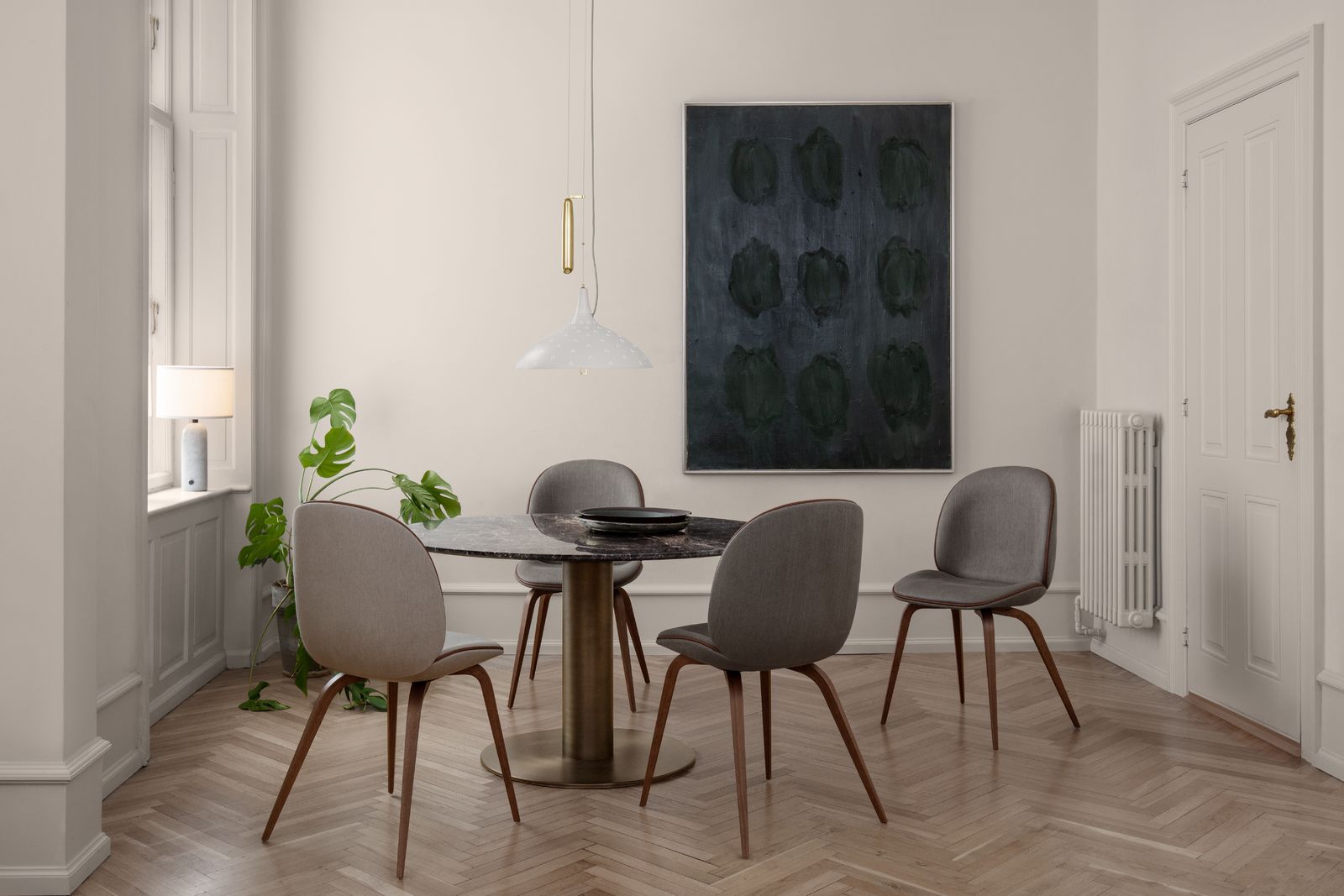 Beetle Dining Chair - fully upholstered - wood base