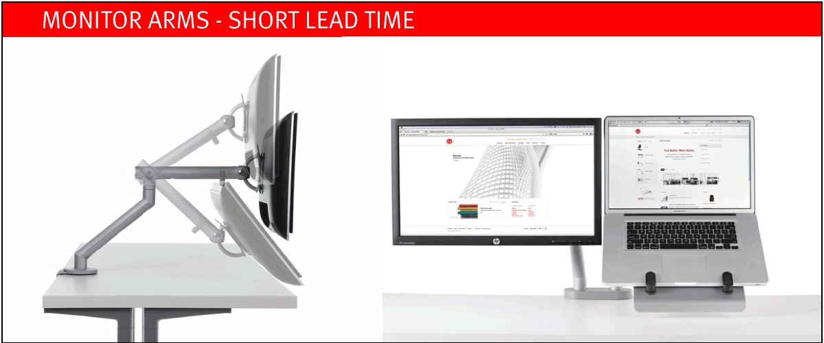 Monitor Arms on short lead time at designcraft