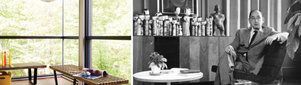 Nelson Platform Bench and Nelson Bubble Pendant Mid Century Design Icon - George Nelson