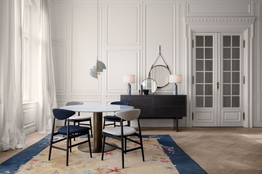 Gent chair / Multilite pendant / gravity lamp / private sideboard /adnet mirror by Gubi.