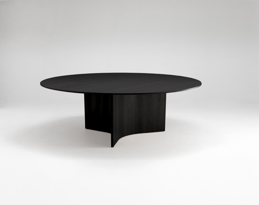 Caldera dining table designed by Ross Didier, Didier Caldera table, Round timber dining table designed by Ross Didier 