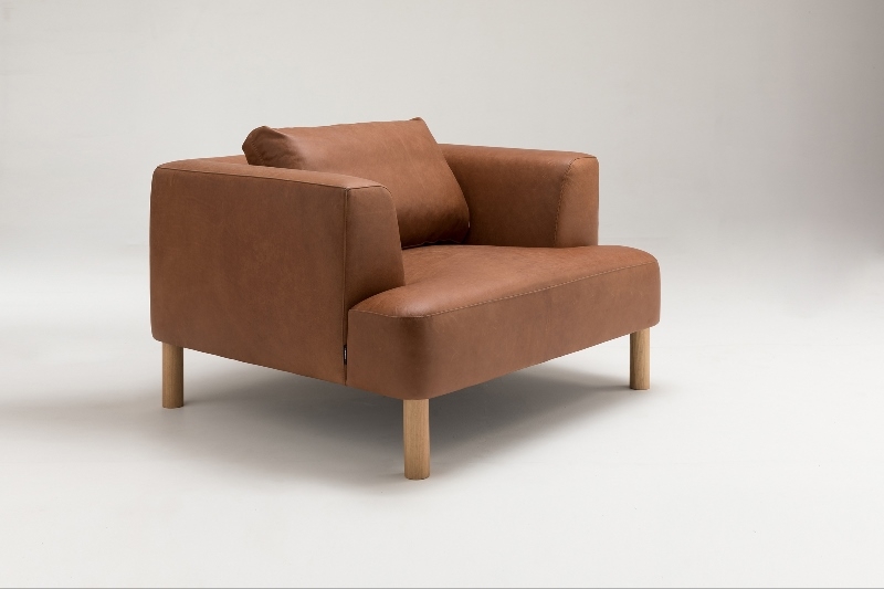 Brydie Single with solid oak legs designed by Ross Didier, Brydie sofa with timber legs