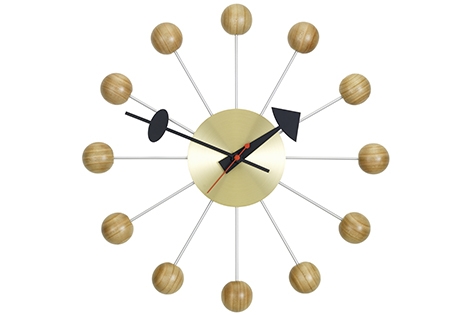 George Nelson Ball clock, Vitra Ball clock designed by George Nelson, Nelson Ball clock in Cherry