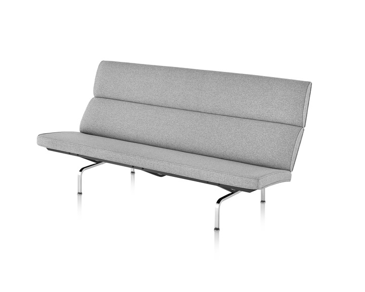 Eames Compact Sofa_Noble heathered grey_textile Eames Sofa Compact designed by Ray and Charles Eames for herman Miller, Herman Miller Eames Compact Sofa