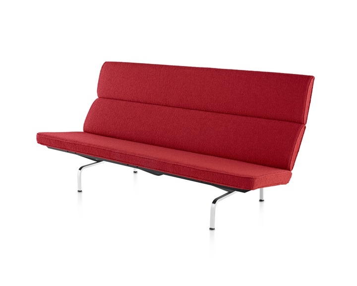 Eames Compact Sofa_Red Eames Sofa Compact designed by Ray and Charles Eames for herman Miller, Herman Miller Eames Compact Sofa