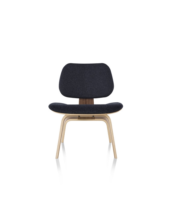 Eames_Moulded Plywood_Lounge_Wood_Noble heathered twilight textile Eames Moulded Plywood Lounge Chair with Wooden legs, Herman Miller Eames LCW