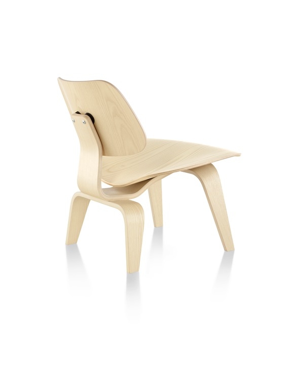 Eames_Moulded Plywood_Lounge_Wood_White Ash Eames Moulded Plywood Lounge Chair with Wooden legs, Herman Miller Eames LCW