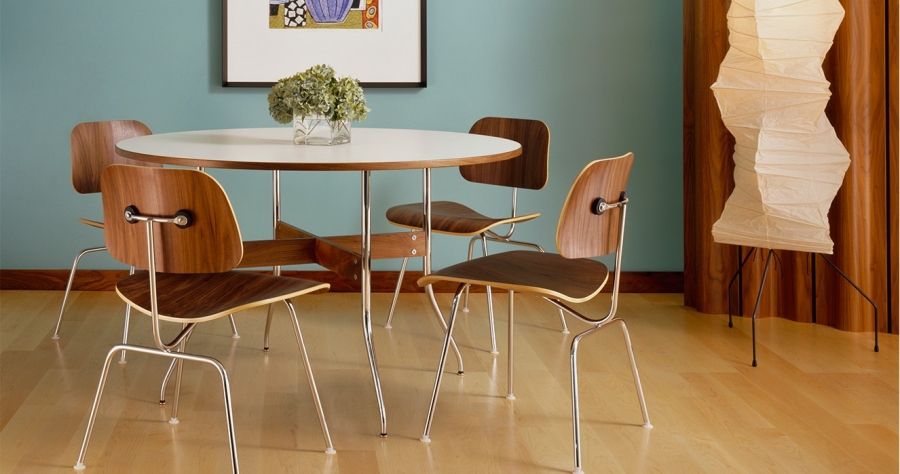 Eames Moulded Plywood Dining Chair with metal legs, Herman Miller Eames DCM