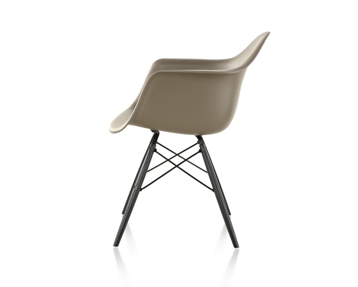 eames moulded plastic armchair with dowel base, Eames plastic side chair on dowel base