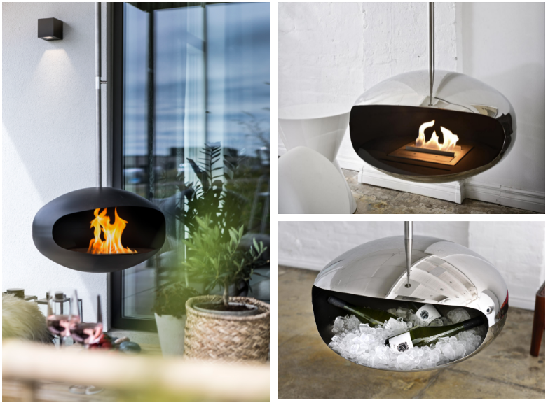 Aeris Fireplace by Cocoon Fires Contemporary Fireplace, Mobile Fireplace