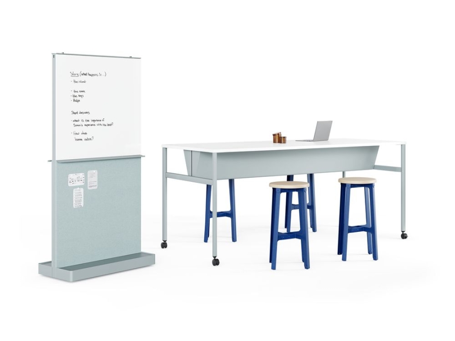 OE1_AgileWall_CommunalTables_Solid laminate studio white top OE1 Workspace Collection, Collaborative space, Desk and workspace, OE1 Communal Table