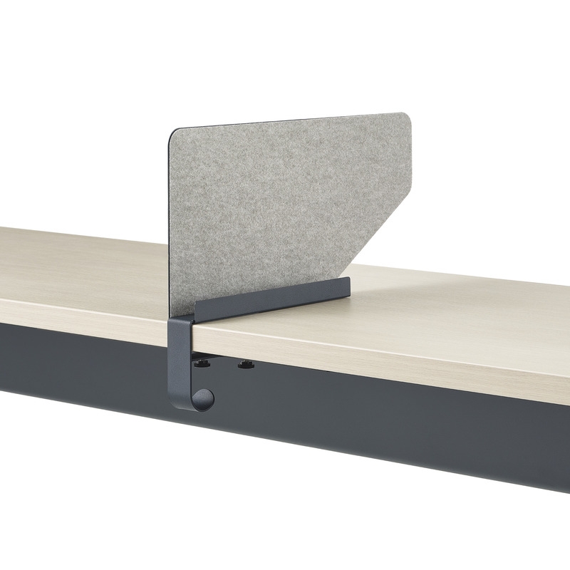 OE1_Boundary Screen_Communal Tables_Hush greystone liner_nightfall_Woodgrain laminate phantom ecru_bag hook OE1 Workspace Collection, Collaborative space, Desk and workspace, Communal tables, Boundary Screen