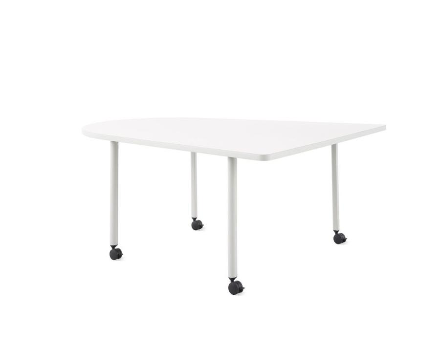 OE1_Huddle Table_Folkstone Grey_Solid Laminate White top OE1 Workspace Collection, Collaborative space, Desk and workspace, OE1 Huddle Table