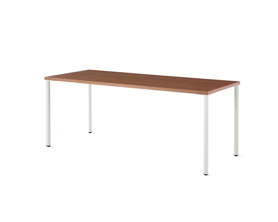OE1_Rectangular table_4-leg base studio white_walnut top OE1 Workspace Collection, Collaborative space, Desk and workspace, OE1 Rectangular Table