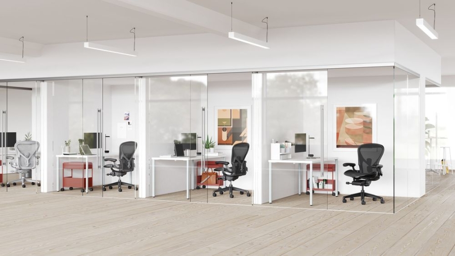 OE1_Rectangular table_Storage Trolley_Aeron chair OE1 Workspace Collection, Collaborative space, Desk and workspace, OE1 Rectangular Table, Aeron Chair