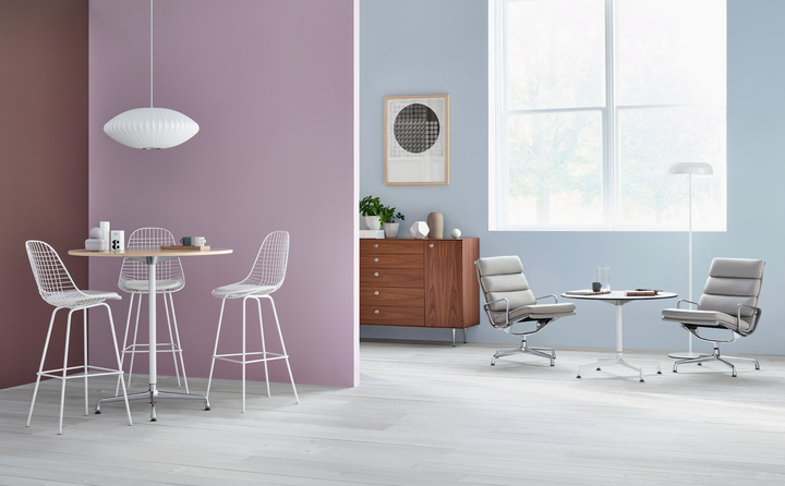 Eames Table and High Table with Universal base Eames Universal Base Table designed by Charles and Ray Eames, Herman Miller Eames Table