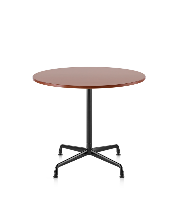 Eames Table_Universal base_Walnut on Cherry top Eames Universal Base Table designed by Charles and Ray Eames, Herman Miller Eames Table