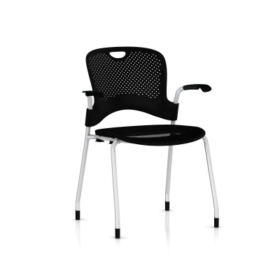 Caper stacking chair with arms, Flexnet seat, Black