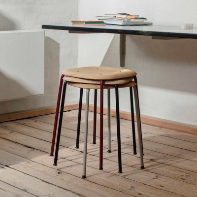 Soft Edge 70 Low stool by HAY, stackable oak stool available at designcraft
